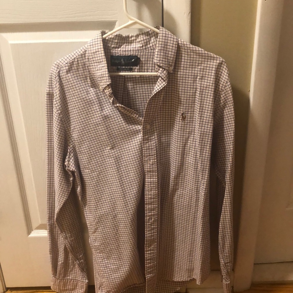 Polo dress shirt (M) Custom fit Flannel material